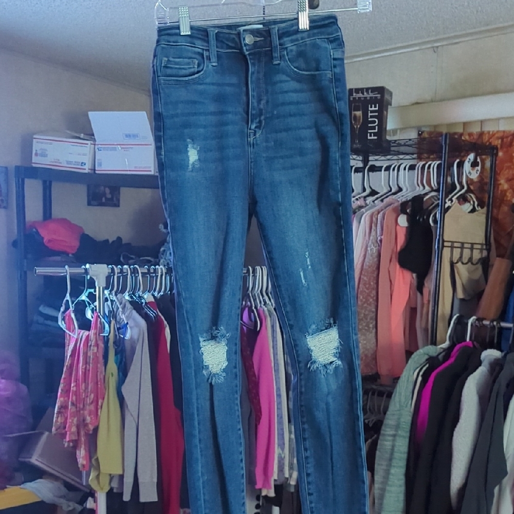 Cello Women's Ripped Blue Skinny Jeans